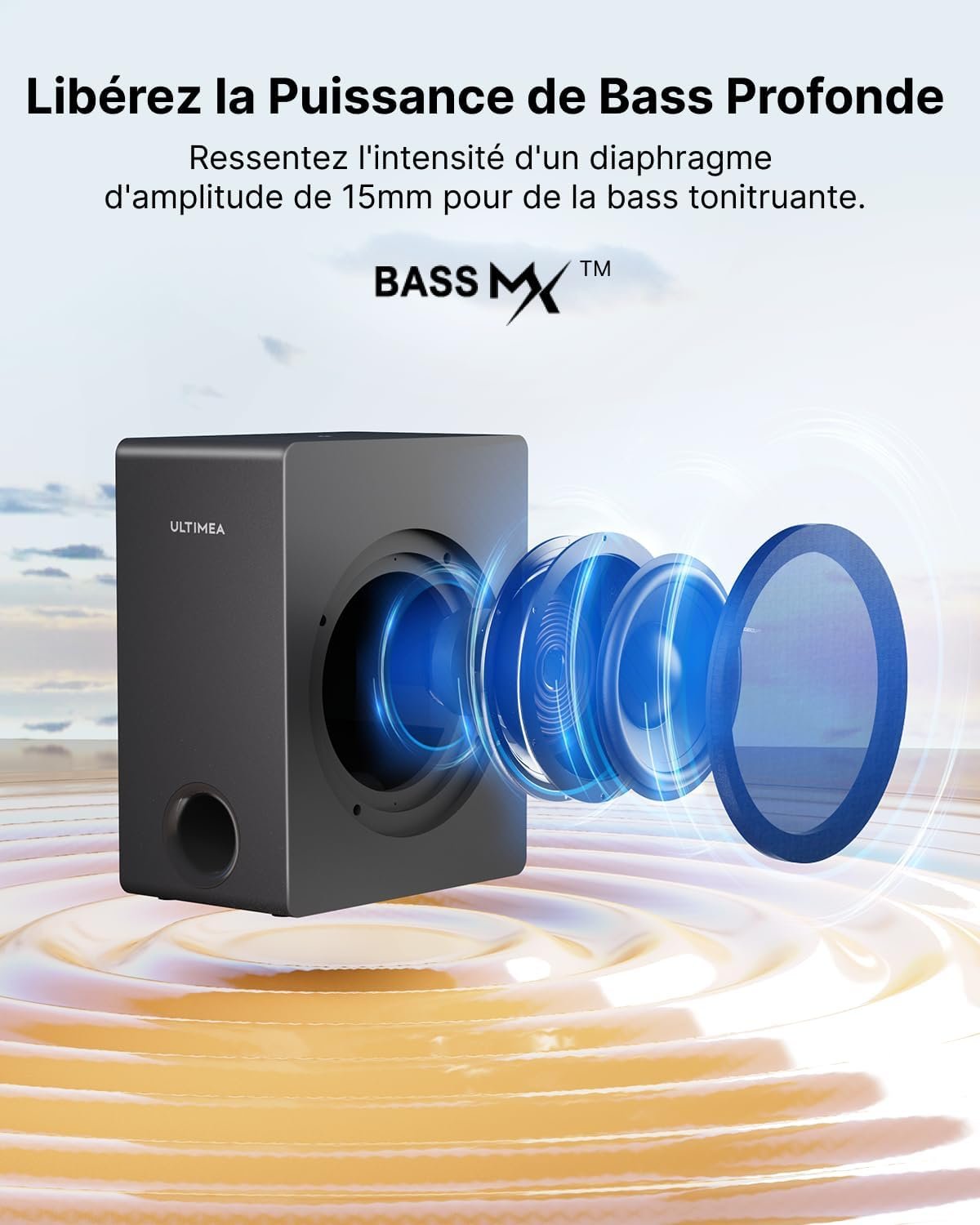 ULTIMEA 4.1 Dolby Atmos Barre de Son TV, 2-in-1 Bluetooth 5.3 Barre de Son avec Subwoofer, 280W Puissance Crête, 3 Modes d'EQ Barres de Son, Boost de Basse, HDMI in/eARC, Apollo S60 Détachable Série – Image 4