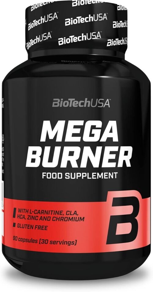 BioTechUSA Mega Burner | Sans caféine | Avec L-Carnitine, Thé Vert et Vitamines | Avec Fibres, Chrome et Inuline | Pour une gestion efficace du poids, 90 capsules