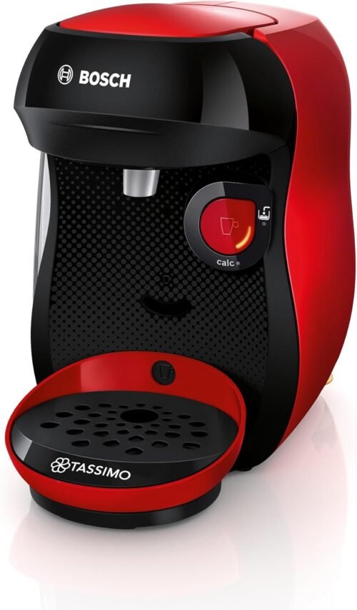Bosch Machine à café multi-boissons Tassimo Happy friendly, TAS103E, plus de 70 boissons chaudes, OneTouch, cafétière à dosettes, Intellibrew, rouge