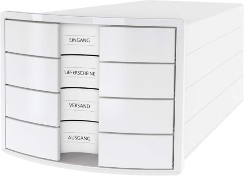 HAN IMPULS Boîte de rangement 4 tiroirs fermés Blanc Format A4/C4