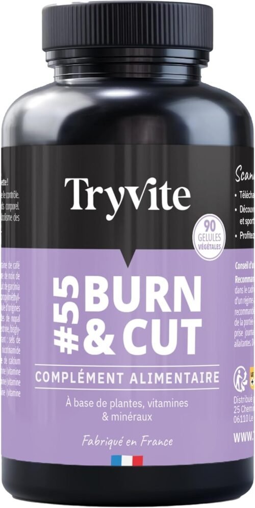 Bruleur de Graisse Puissant | Coupe faim puissant et efficace | Soutien Perte de Poids | Homme & Femme | TRYVITE BURN&CUT | 90 Gélules | Fabriqué en France