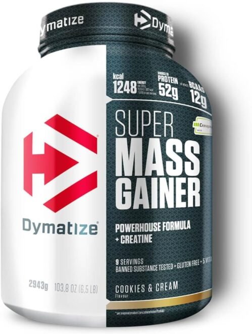 Dymatize Super Mass Gainer Cookies & Cream 2943g – Weight-Gainer Poudre + Glucides, Creapure Créatine, BCAAs, Casein
