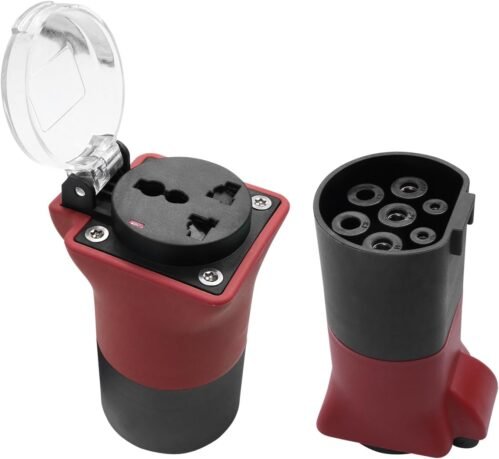 DAOLAR Type 2 Electric Vehicle Discharge Adapter, 16A 220V Power Conversion Socket Adapter, 3.5KW Electric Vehicle Discharger for Lighting and Charging, Essential for Outdoor Camping