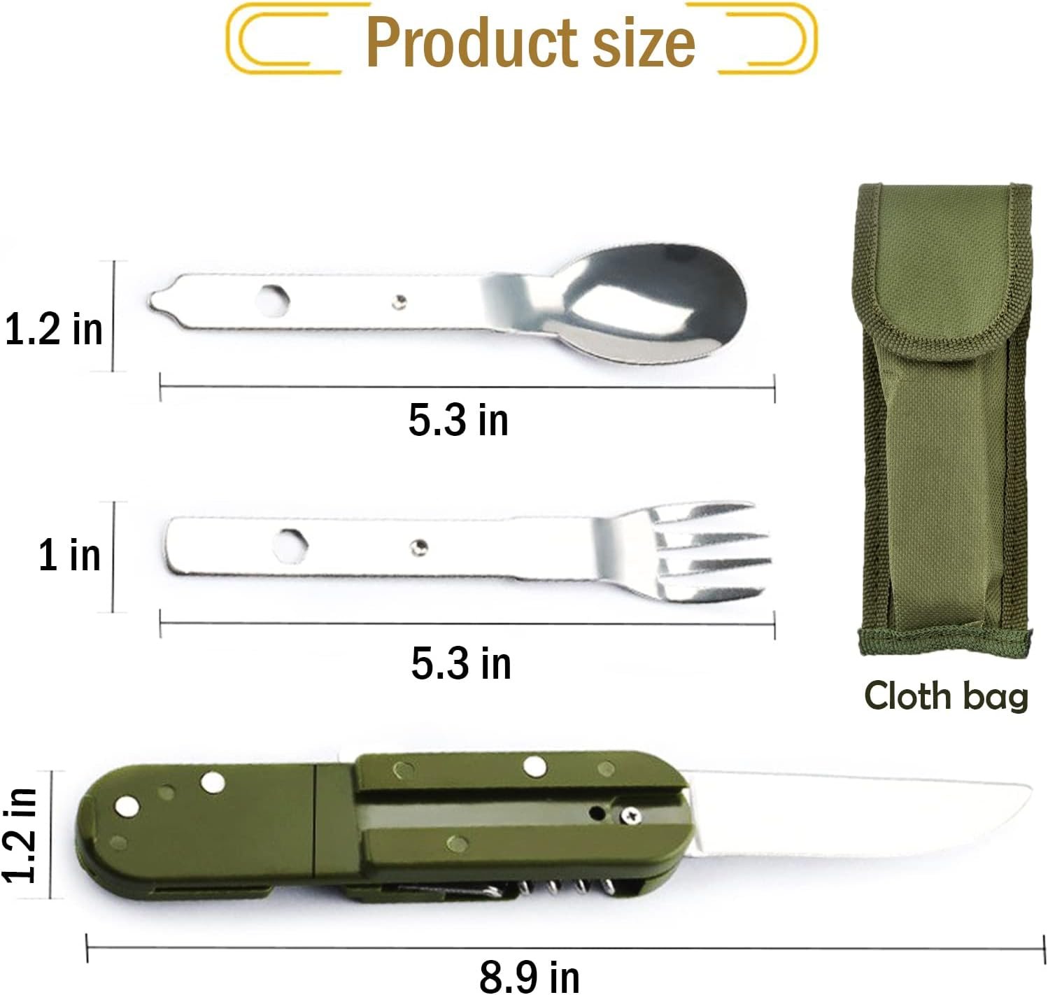 Couvert Couverts Camping Fourchettes Couteau Vaisselle Popote Bivouac Gadget Accessoires Materiel Pliable Kit pour Voyage, 5-en-1 Détachable – Image 5