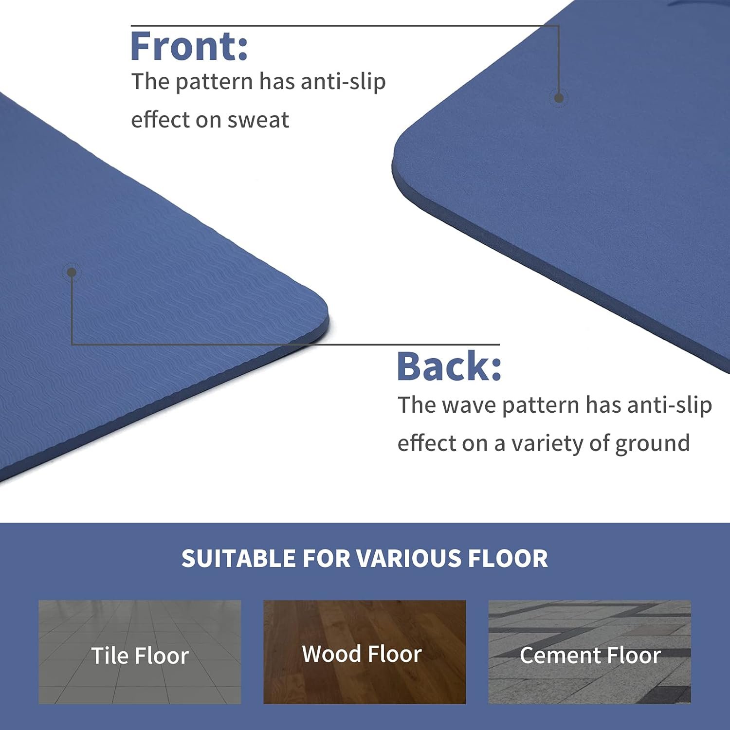 Oak & Tea Tapis de yoga épais antidérapant pour femme/homme, tapis d'exercice pour la salle de sport à la maison avec sangle de transport, tapis d'entraînement en TPE respectueux de l'environnement pour yoga, méditation, pilates 183 x 61 x 0,6 cm – Image 3