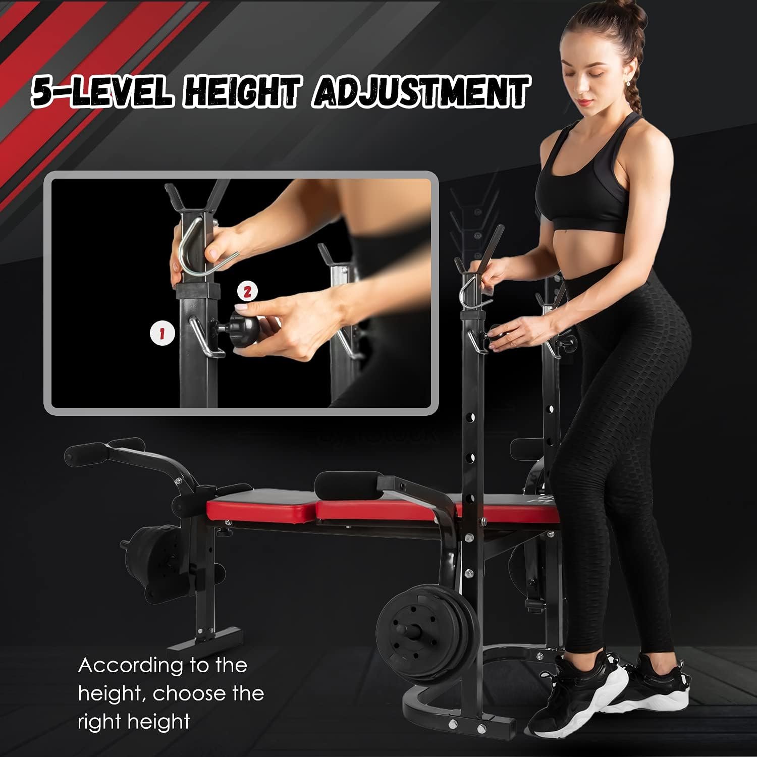 ISE Banc Musculation Complet Musculation, Banc de Musculation Complet Fitness, Banc de Musculation Pliable&Inclinable, Banc Developper Coucher, Bancs de Musculation Multifonction Butterfly Réglable – Image 5