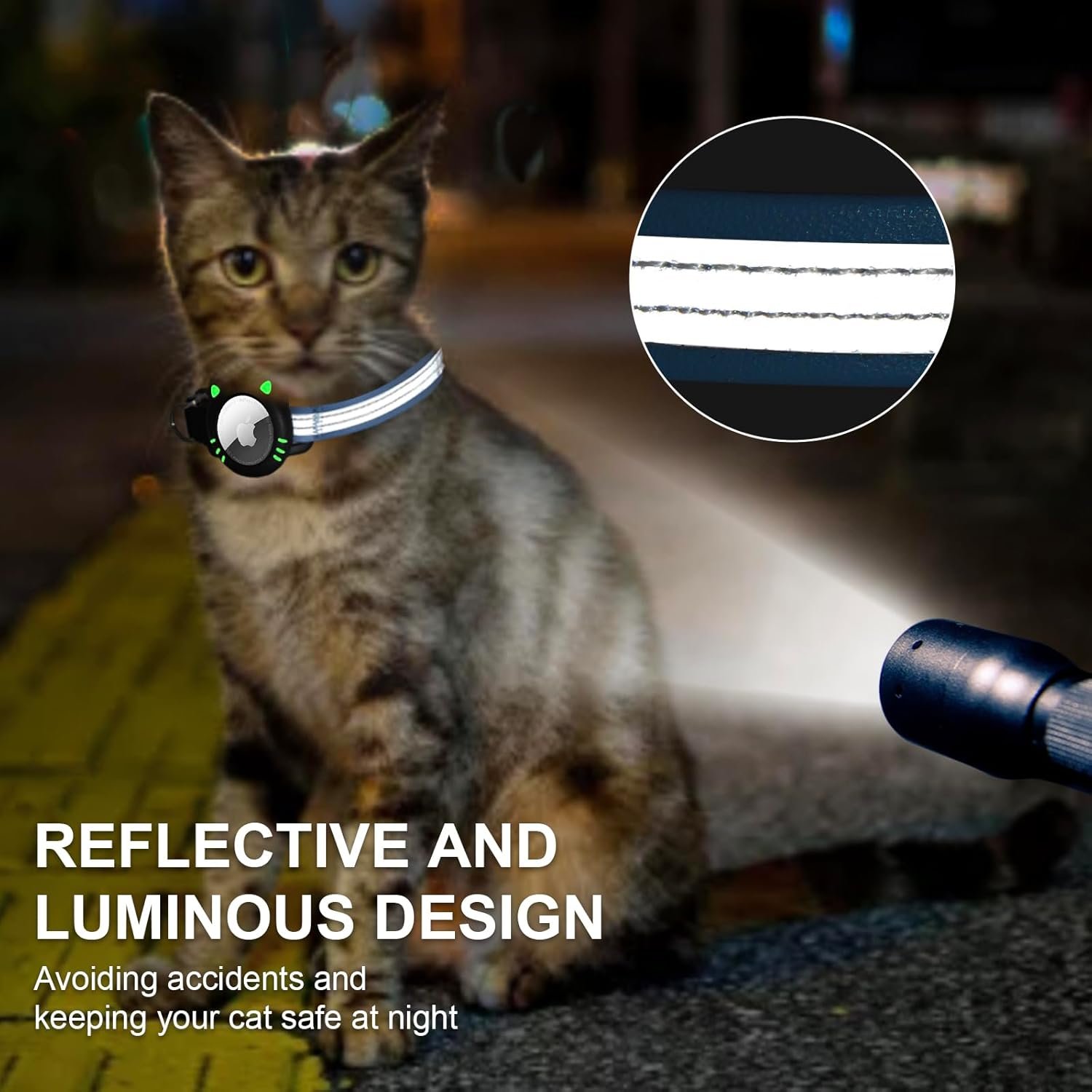 AgoumLux Collier Chat Airtag Compatible avec Apple Air Tag Réfléchissant avec Boucle de Sécurité Anti étranglement pour Chaton – Image 4