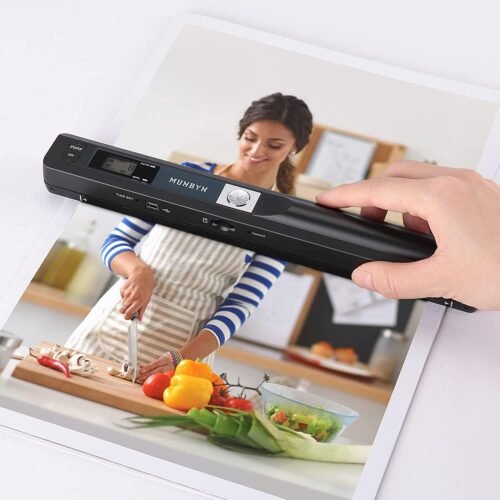 【Scanner de Documents Portable】 MUNBYN Scanner de Poche avec SD 16GB, 900 DPI Resolution, sans Fil, Mini Scanner A4/Sélection de Format JPG/PDF LCD – Noir