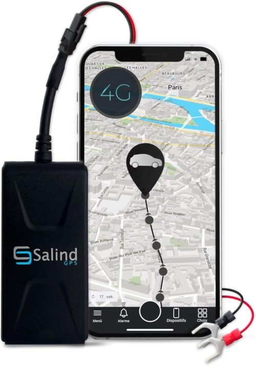 Salind GPS 01 4G- Traceur GPS pour Voitures, Motos et véhicules avec Carte SIM, Application pour Android et iPhone, localisation Live en Temps réel, Mini Traceur GPS – Réseau 4G