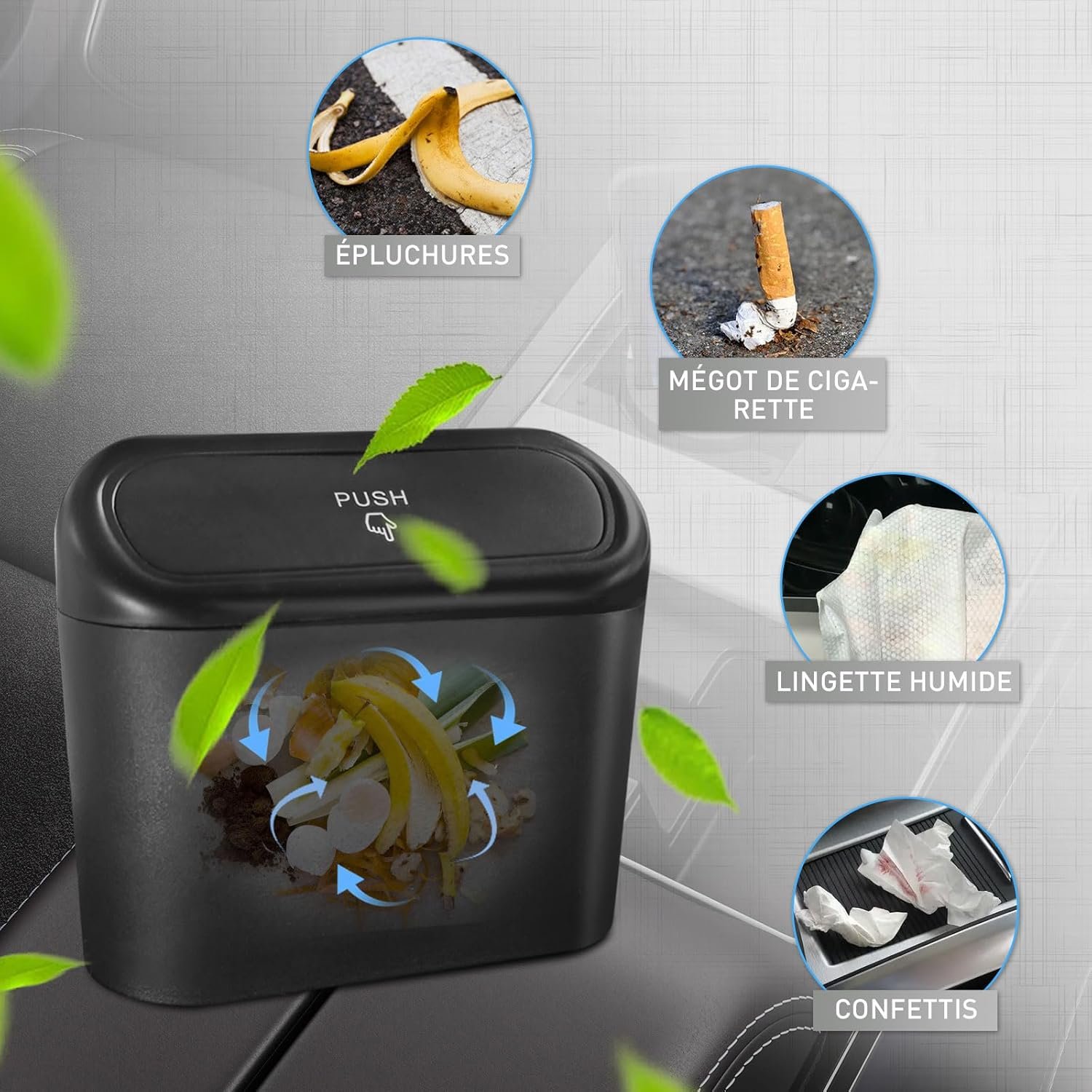 TOFFCAEA 2 Pièce Petite Poubelle de Voiture avec Couvercle, Avec 80 Sacs, Imperméable, Maison, Bureau et Cuisine – Image 5