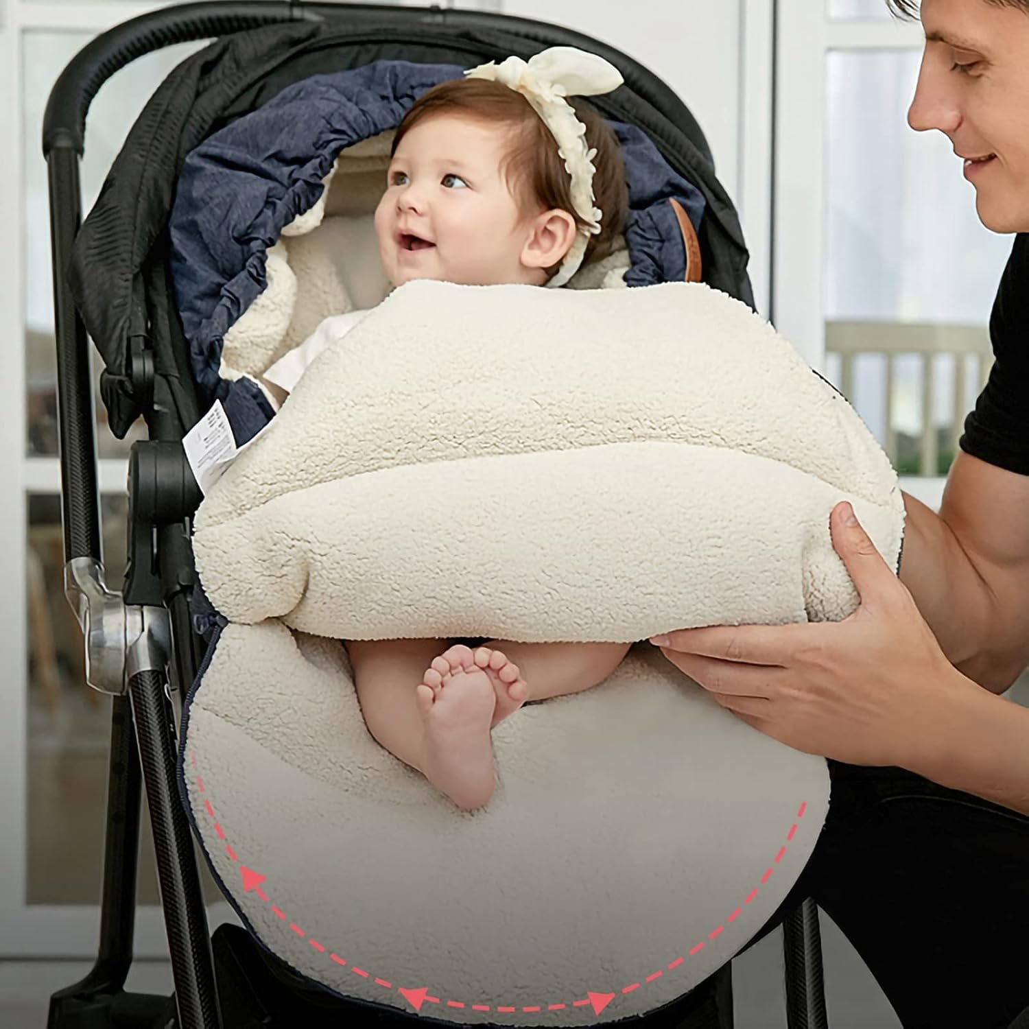 Bebamour Footmuff for Pushchair Universal Footmuff for Stroller/Buggy/Pram Liner Baby Sleeping Bag for 0-36 Months (Housse de couchage pour bébé de 0 à 36 mois – Image 3