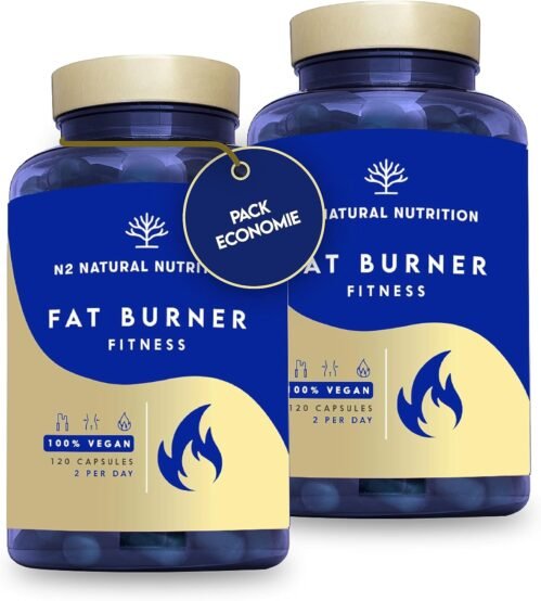 Bruleur de Graisse Puissant Naturel avec Thé Vert, Guarana, L-Carnitine, Café Vert. Puissant Minceur. Fat Burner Amincissant. Hommes et Femmes. Certifié VÉGAN.CE. N2 Natural Nutrition