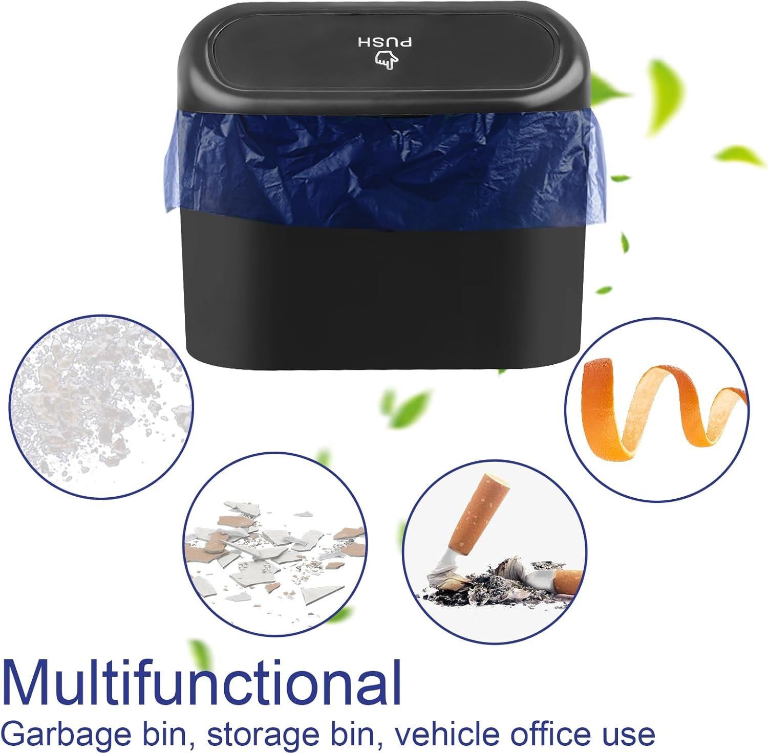 UKOFEW Petite Poubelle de Voiture, Poubelle de Voiture avec Couvercle, Poubelle de Voiture Étanche, Boîte de Rangement de Voiture Suspendue, pour Voiture, Maison, Bureau et Cuisine (Noir) – Image 5