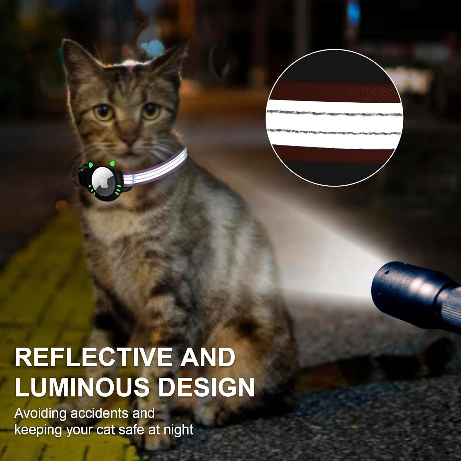 AgoumLux Collier Chat Airtag Compatible avec Apple Air Tag Réfléchissant avec Boucle de Sécurité Anti étranglement pour Chaton – Image 4