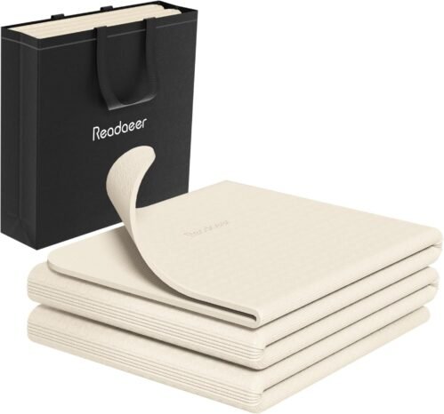Readaeer Tapis de yoga pliable pour voyage, 6 mm d’épaisseur, avec sac de transport, tapis d’exercice antidérapant en TPE pour pilates