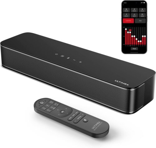 ULTIMEA 2.1ch Barre de Son TV, Caisson de Basse Intégré, App Contrôle, Barre de Son PC Tout-en-Un pour Jeux, Barres de Son Haut-Parleurs Bluetooth 5.3, Opt/AUX/Support Mural, Solo B30 Pro