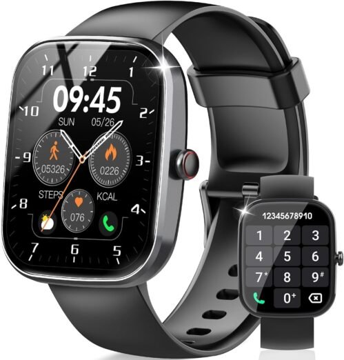 Montre Connectée Homme Femme, 1.91″ HD Smartwatch avec Appel Bluetooth, 112+ Sportifs Montre Sport avec Cardiofrequencemetre/Moniteur de Sommeil/Podometre, Etanche IP68 Bracelet Montre Intelligente