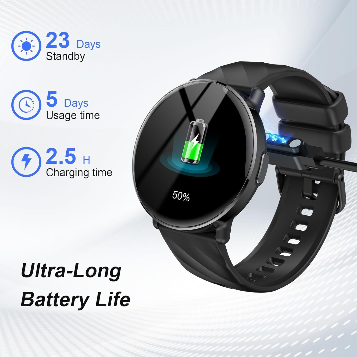 Montre Connectée Homme Femme avec Appel Bluetooth, 1.39" HD Full Touch Smartwatch, 112+Modes Sportifs, Montre Connectee Sport Etanche IP68 avec Sommeil/Cardiofrequencemetre/Podometre pour Android/iOS – Image 5