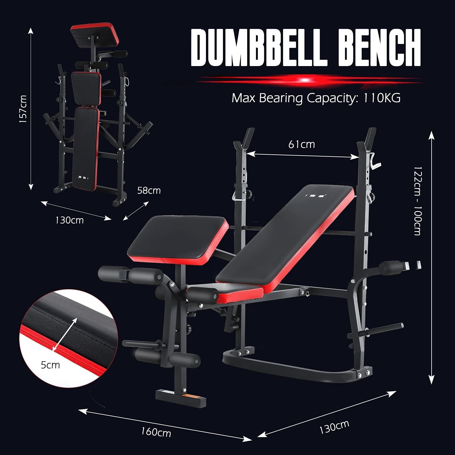 ISE Banc Musculation Complet Musculation, Banc de Musculation Complet Fitness, Banc de Musculation Pliable&Inclinable, Banc Developper Coucher, Bancs de Musculation Multifonction Butterfly Réglable – Image 7