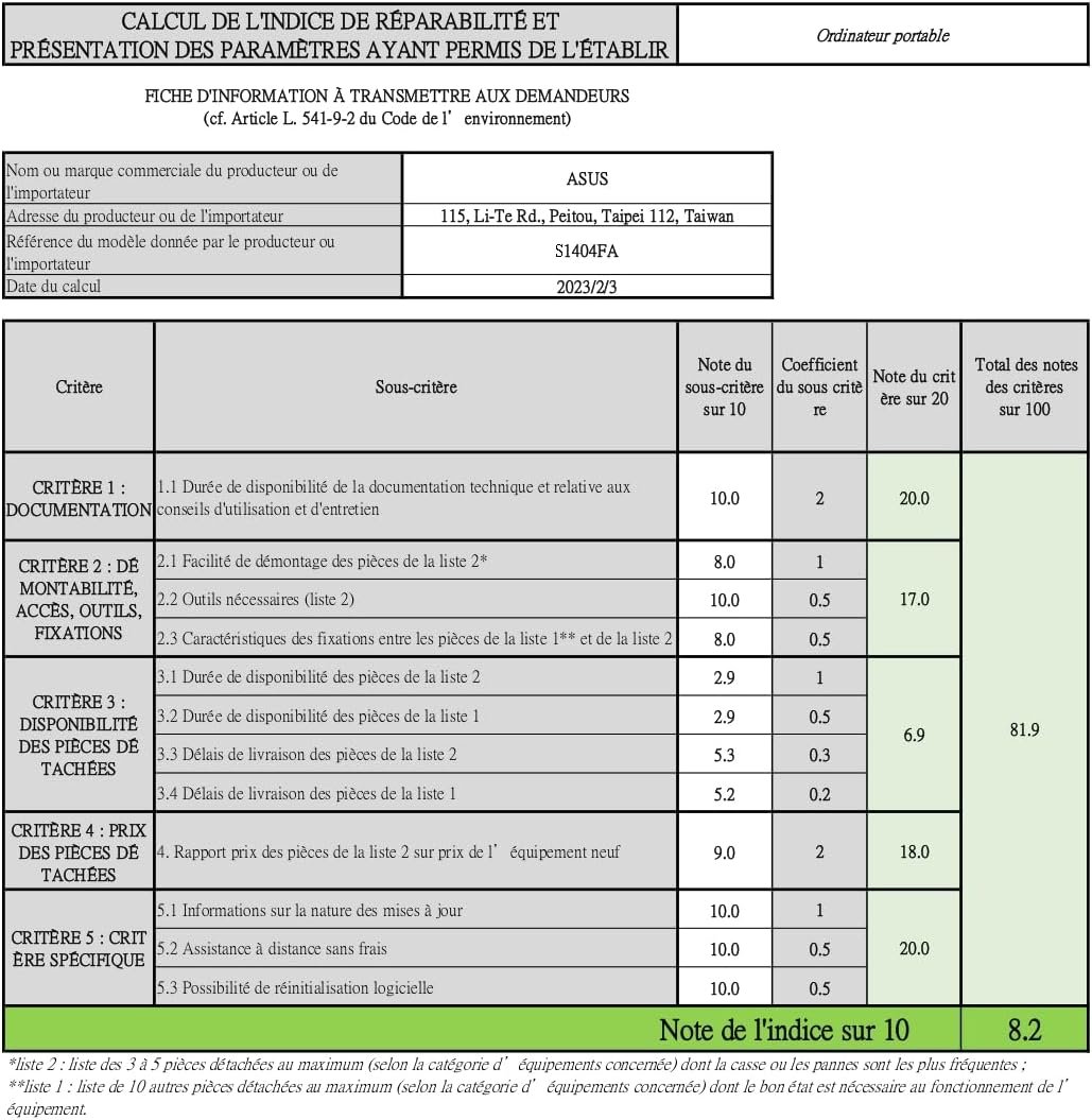 Asus Vivobook 14 S1404FA-NK326W 14 Pouces FHD PC Portable (Processeur AMD Ryzen 5 7520U 4,3Ghz, 16 Go de RAM LPDDR5, SSD 512 Go Nvme, AMD Radeon Graphics, Windows 11 Home) - Clavier AZERTY. – Image 8