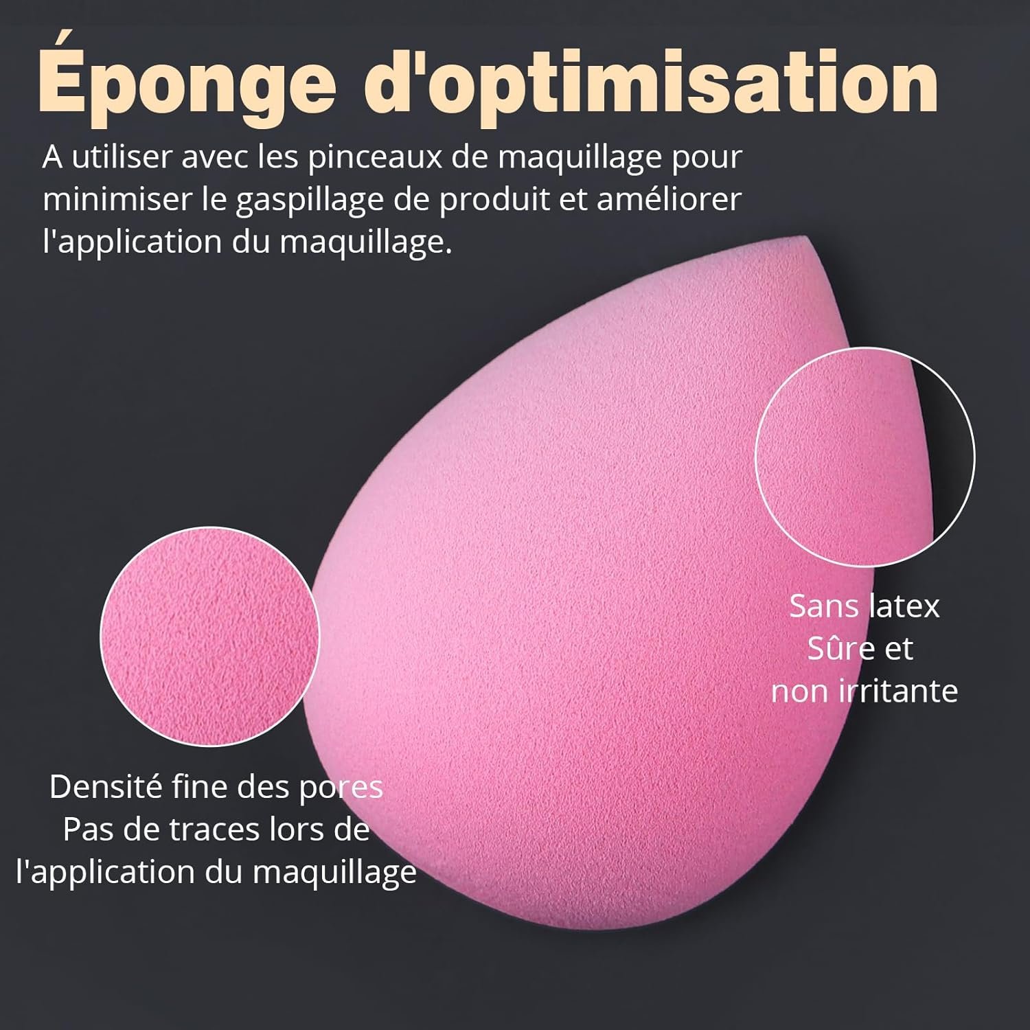 BEAKEY Pinceaux Maquillages Professionnel, Pinceau Maquillage Pour Fond de Teint Blush L'anti-cernes Fard à Paupières Poudre Libre, Avec Blender Eponge(10+2pcs, Noir/Argent) – Image 7