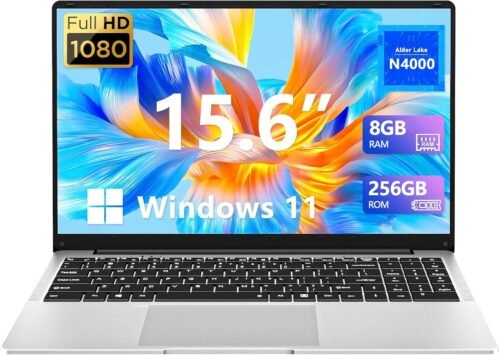 Insoluxia Ordinateur Portable 15,6″, Windows 11 PC Portable Celeron N4000 CPU, PC Portable 8Go LPDDR4 256Go SSD, Laptop avec 180° Flip1080P IPS Écran, WiFi+USB 3.0+BT4.2+Mini HDMI+TF Card Slot