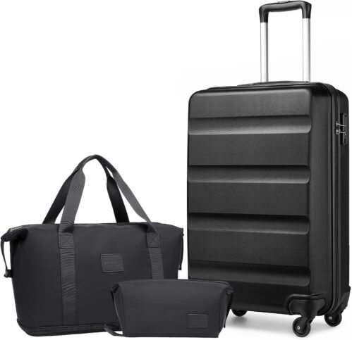 Kono Ensemble de valises de Voyage en ABS Rigide avec Serrure TSA, Sac de Voyage Extensible et Trousse de Toilette