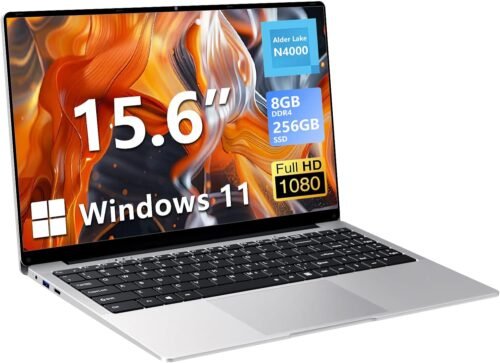 Ordinateur Portable 15.6 », 8Go DDR4 RAM 256Go SSD PC Portable, Win11 Laptop Celeron N4000 CPU, Ultraléger et PC Ordinateur avec Emplacement pour Carte TF, 1980 * 1080 IPS, Mini HDMI/USB3.0/BT