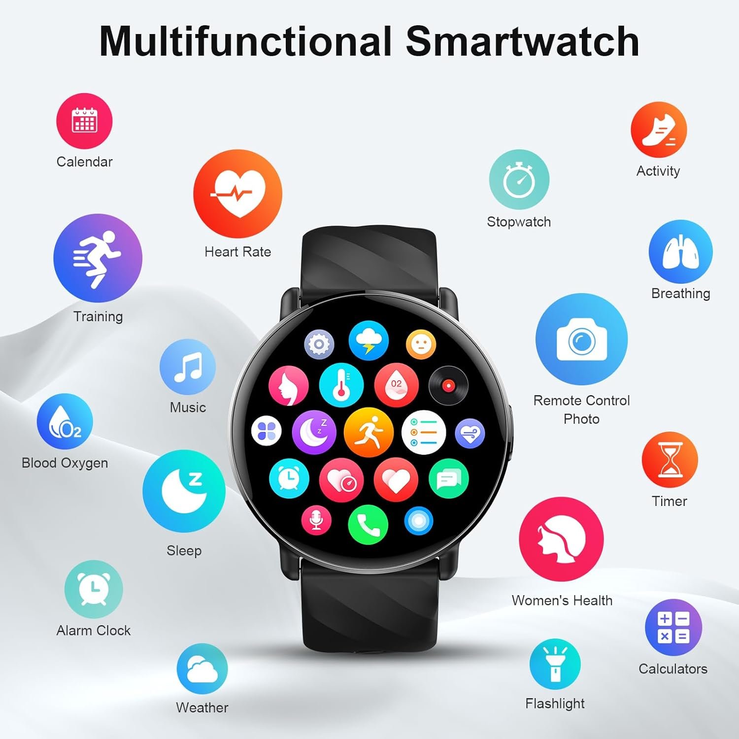Montre Connectée Homme Femme avec Appel Bluetooth, 1.39" HD Full Touch Smartwatch, 112+Modes Sportifs, Montre Connectee Sport Etanche IP68 avec Sommeil/Cardiofrequencemetre/Podometre pour Android/iOS – Image 7