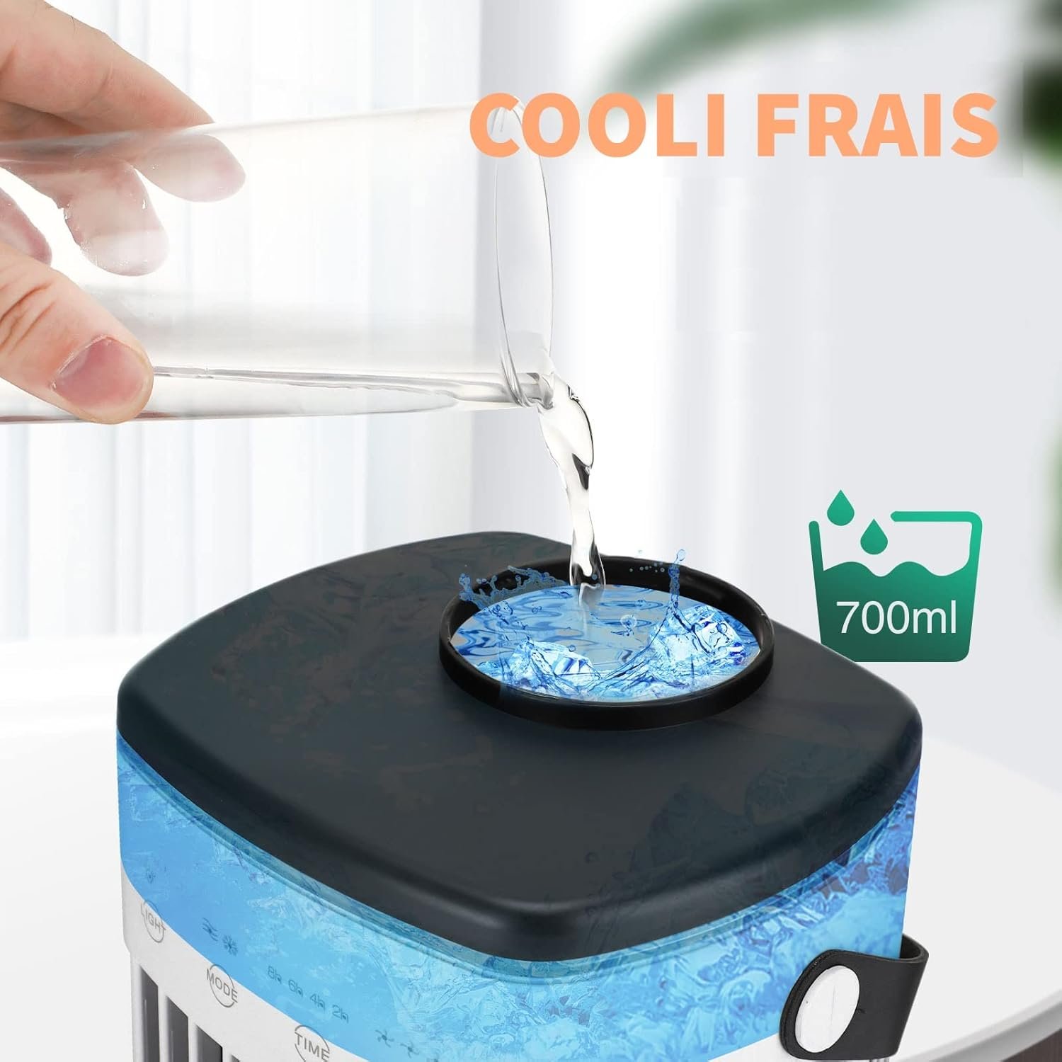 COOLI FRAIS Climatiseur Mobile Sans Evacuation, Clim' Tactile 2024 USB Type-C Portable, Double Reservoir Eau + Glace 700mL, 4 Vitesses / 2 modes de refroidissement (fraîcheur & brouillard), Silencieux – Image 3