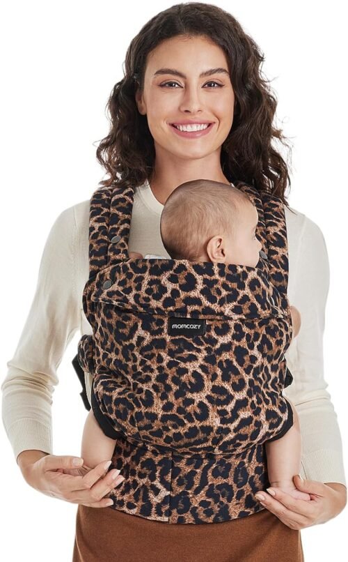 Porte-bébé Momcozy – Ergonomique, confortable et léger, adapté aux bébés de 3 à 20 kg, facile à enfiler, idéal pour une parentalité mains libres, Léopard
