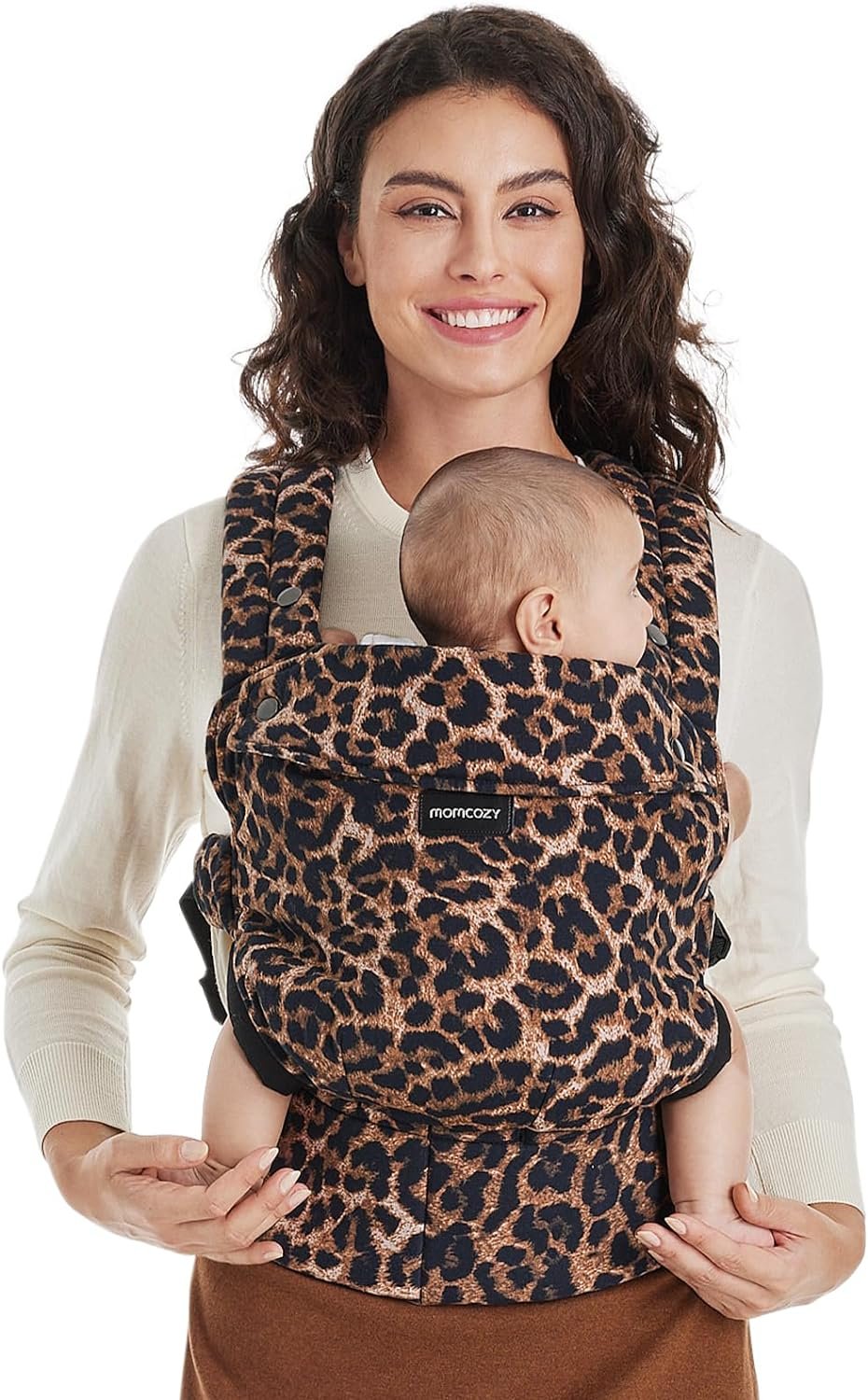 Porte-bébé Momcozy - Ergonomique, confortable et léger, adapté aux bébés de 3 à 20 kg, facile à enfiler, idéal pour une parentalité mains libres, Léopard