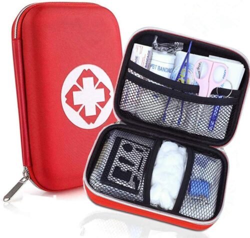 zimohe Trousse de Premier Secours, Mini Boîte Médical, Complète pour la Voiture, Voyage, Bureau, Randonnée, Sport, Maison, Entreprise (Rouge)