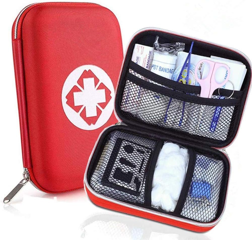 zimohe Trousse de Premier Secours, Mini Boîte Médical, Complète pour la Voiture, Voyage, Bureau, Randonnée, Sport, Maison, Entreprise (Rouge)