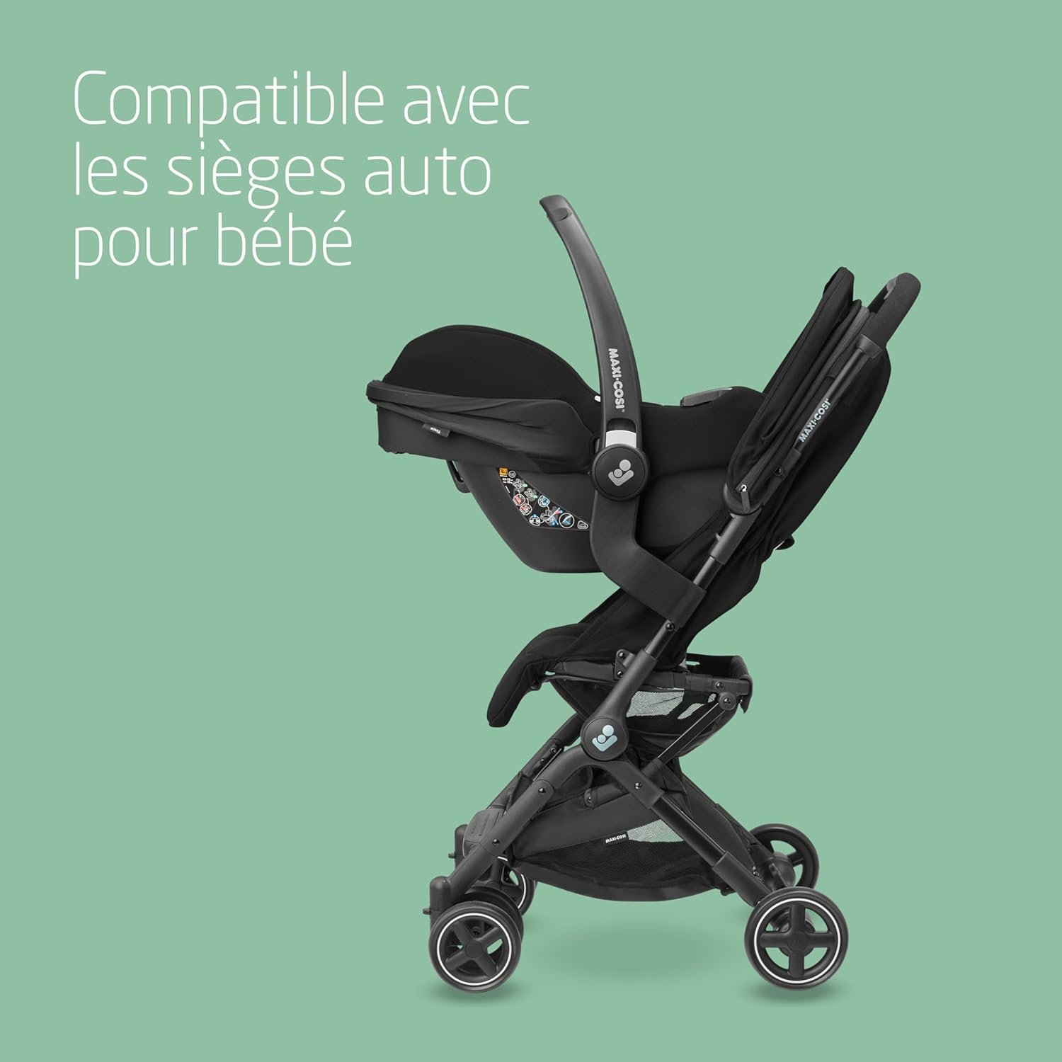 Maxi-Cosi Lara², Poussette Canne, 0-4 ans, 0-22 kg, Poussette Bebe Légère et Compacte, 3 Positions d'Inclinaison, Position Allongée, Pliage Automatique, Bandoulière, Essential Black – Image 7