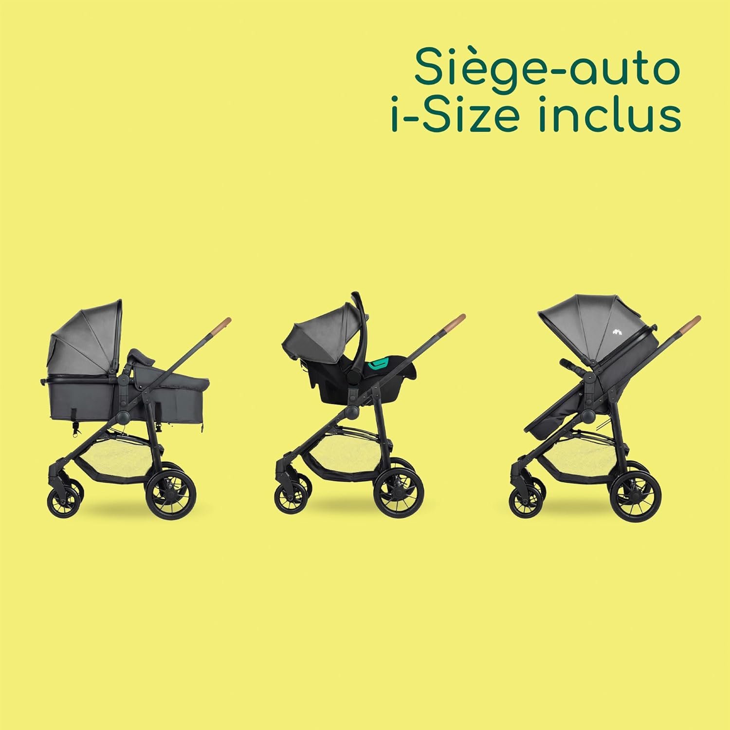 Bebeconfort Haze Trio, Poussette 3 en 1, 0-4 ans, 22 kg max, assise 2-en-1, poussette réversible et légère, siège auto bébé i-Size, pliage compact, panier spacieux, Tinted Stone – Image 4
