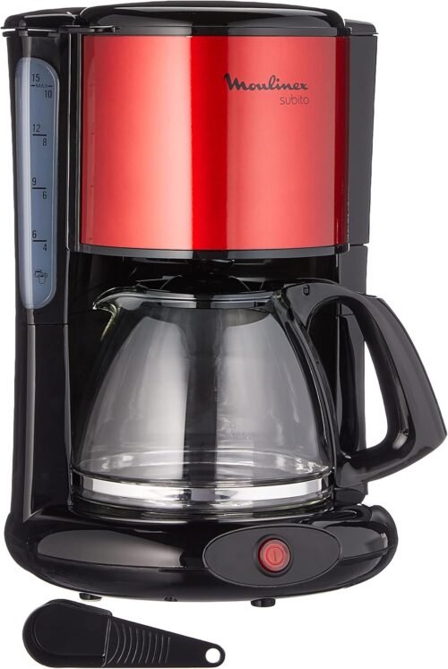 Moulinex Subito Cafetières filtre, 1,25 L, 10/15 tasses, Cafetière électrique, Système anti gouttes, Porte-filtre pivotant, Auto off 30 min FG360D11