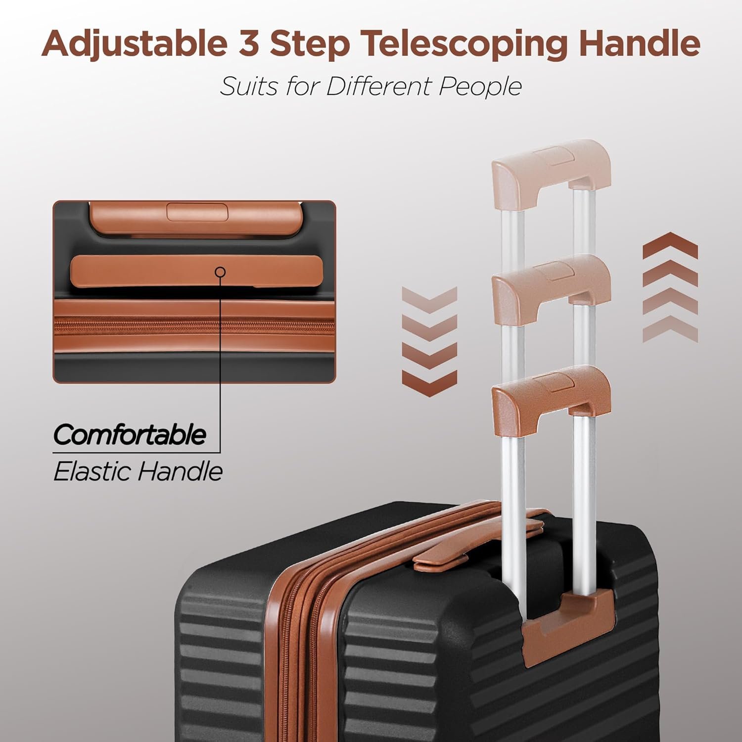 SHOWKOO Set Valise 3 de Voyage Rigide Cabine Extensible 100% PC Grande Taille Sets de Bagages à 360° roulettes Pivotantes Silencieuses et Serrure TSA (M L XL-Noir Élégant) – Image 5