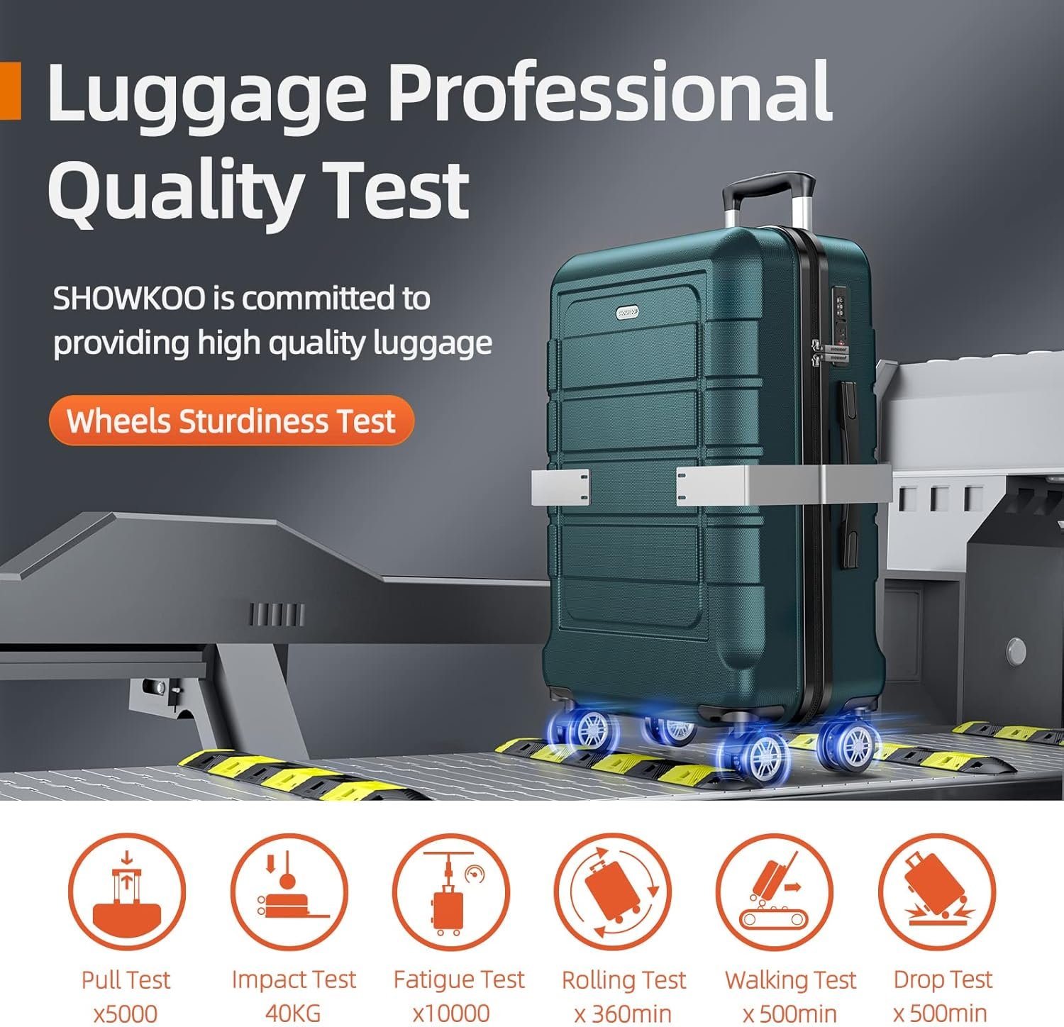 SHOWKOO Set de 5 Valise Rigide de Voyage Légère PC+ABS Extensible Durable Trolley Sets de Bagages Cabine avec Trousse de Toilette et Sacs de Voyage, Verte – Image 9