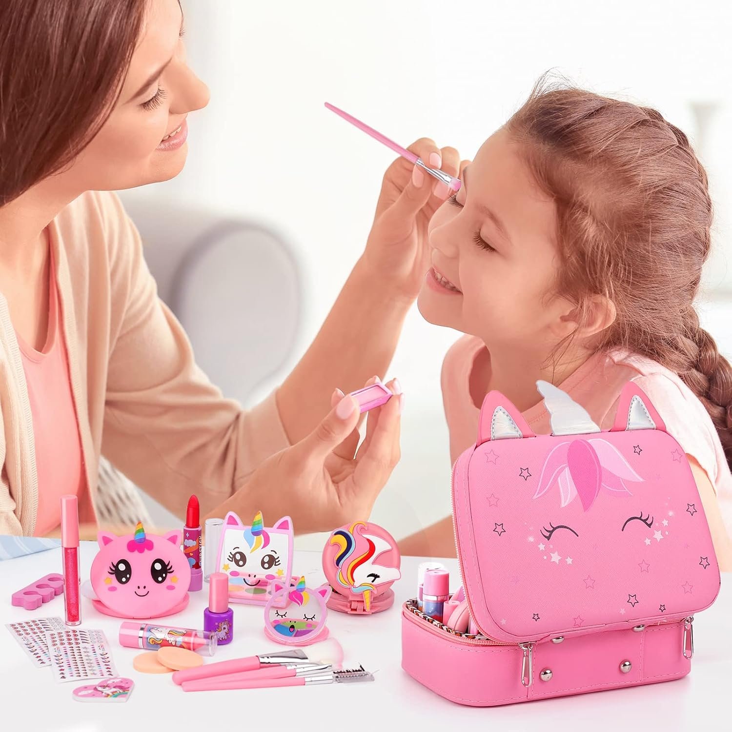 Flybay Maquillage Enfant Jouet Filles, Lavable Malette Maquillage Jouet pour Enfant, Coffret Maquillage Enfant Filles Makeup Set, Cadeau de Noël Anniversaire Jouet pour Princesse Fille 3 4 5 6 7+ Ans – Image 6