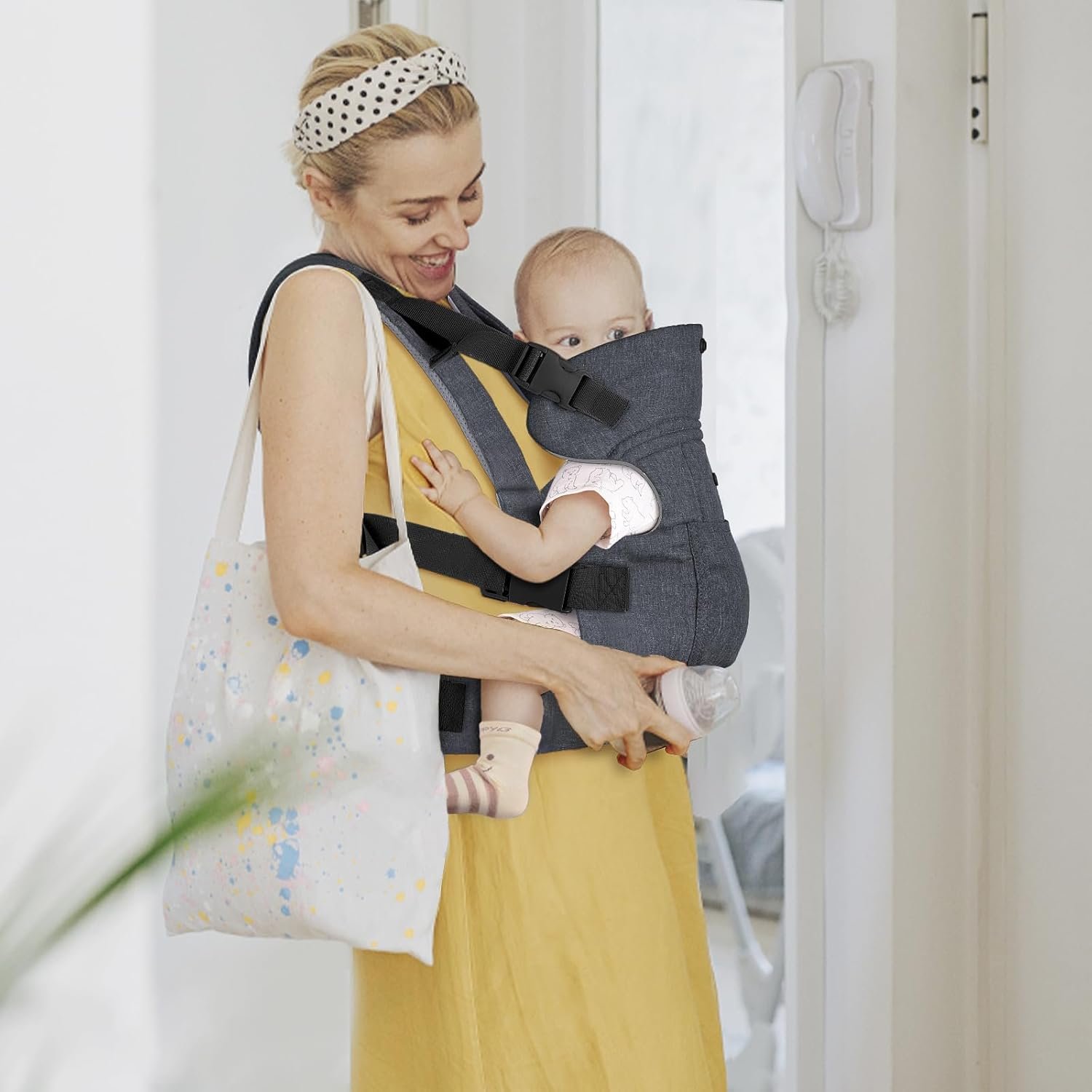 GAGAKU Porte-bébé pour bébés et tout-petits de 0 à 36 mois, Advanced 4-en-1 Porte bebe Facile à porter en position face à face vers l'avant et vers l'arrière pour enfants-Gris foncé – Image 6