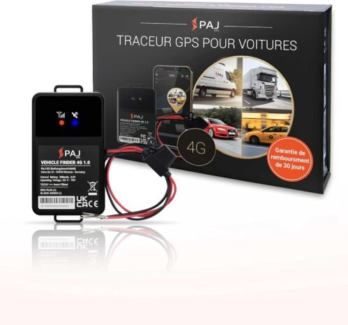 PAJ GPS Vehicle Finder 4G 1.0 – Tracker GPS 4G dernière Technologie -Traceur GPS Voiture, camions et Plus – Marque Allemande -Traceur GPS Espion en Temps réel avec Connexion directe à la Batterie