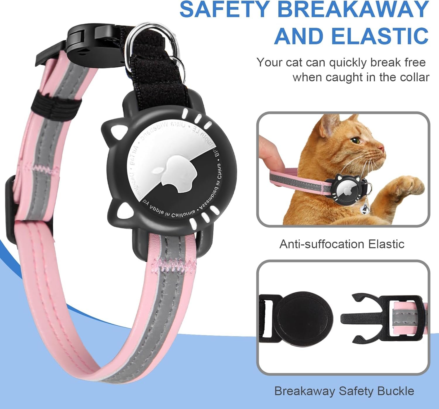 AgoumLux Collier Chat Airtag Compatible avec Apple Air Tag Réfléchissant avec Boucle de Sécurité Anti étranglement pour Chaton – Image 5