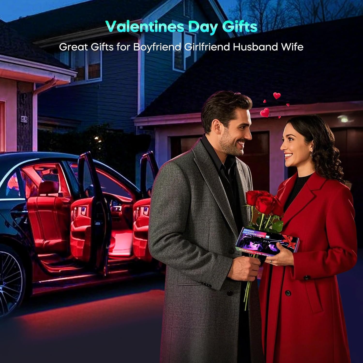 Éclairage Intérieur de Voiture, Winzwon Lampe LED Accessoire Voiture, Cadeau Homme Maman Cadeau Fete des Grand Mere Femme,Car Accessories Contrôle APP – Image 2