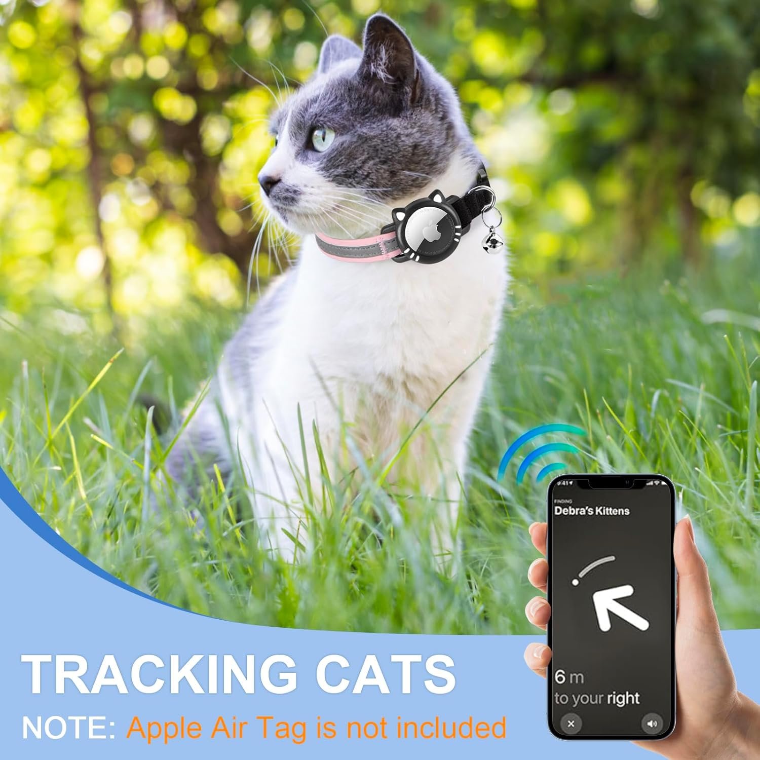 AgoumLux Collier Chat Airtag Compatible avec Apple Air Tag Réfléchissant avec Boucle de Sécurité Anti étranglement pour Chaton – Image 3