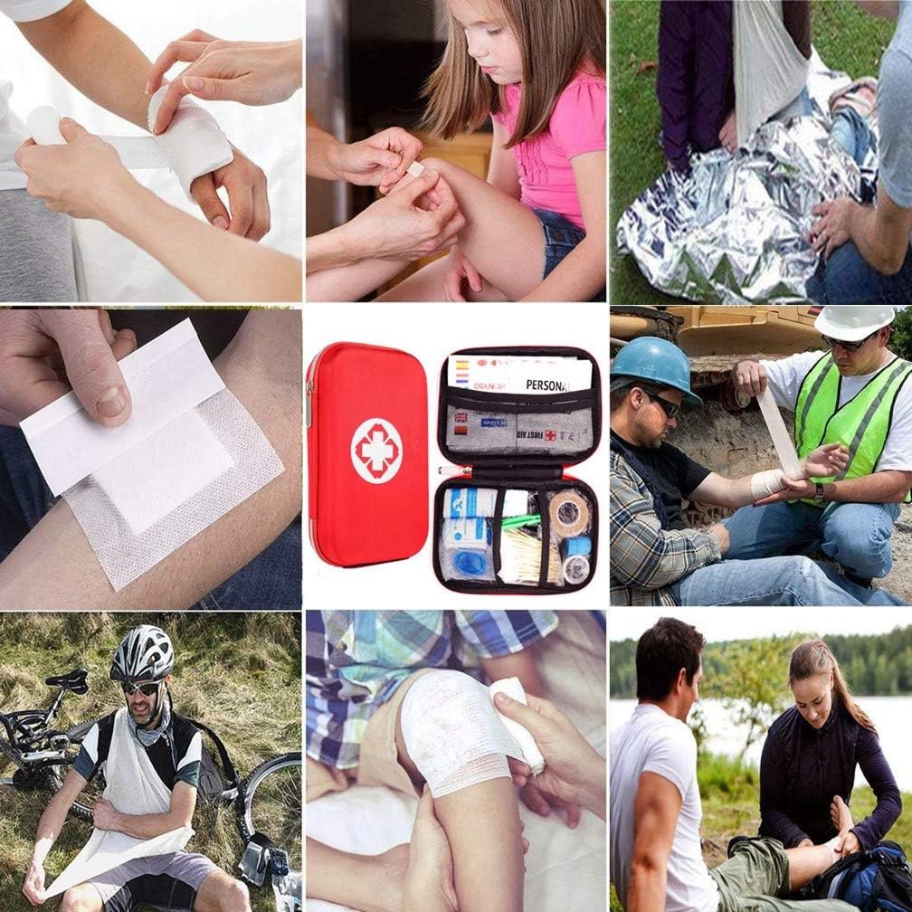 zimohe Trousse de Premier Secours, Mini Boîte Médical, Complète pour la Voiture, Voyage, Bureau, Randonnée, Sport, Maison, Entreprise (Rouge) – Image 6