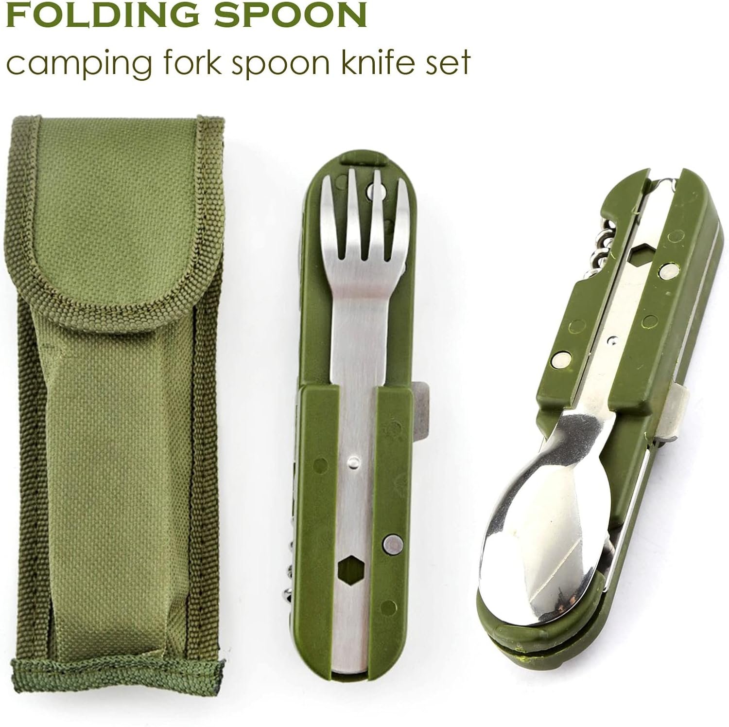 Couvert Couverts Camping Fourchettes Couteau Vaisselle Popote Bivouac Gadget Accessoires Materiel Pliable Kit pour Voyage, 5-en-1 Détachable – Image 7