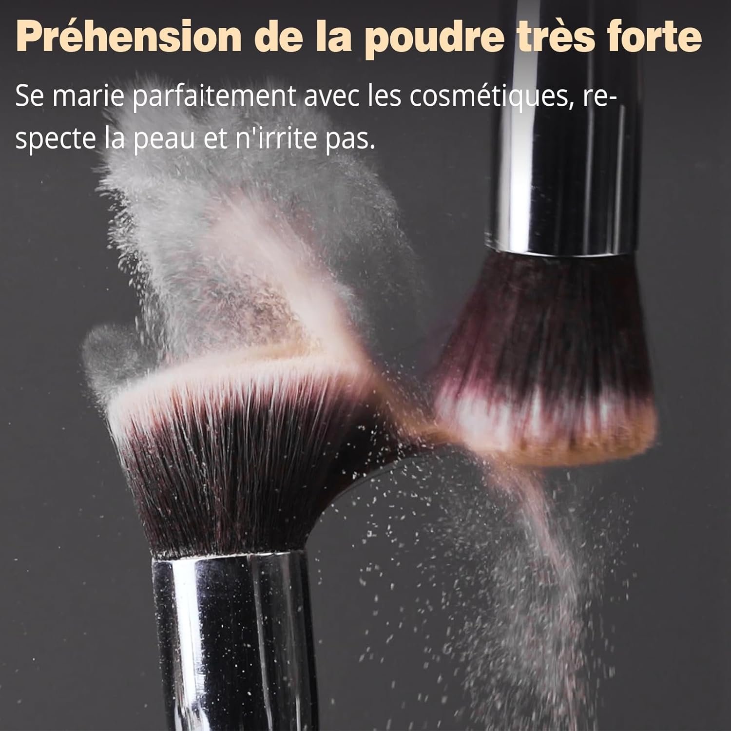BEAKEY Pinceaux Maquillages Professionnel, Pinceau Maquillage Pour Fond de Teint Blush L'anti-cernes Fard à Paupières Poudre Libre, Avec Blender Eponge(10+2pcs, Noir/Argent) – Image 8