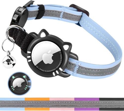 AgoumLux Collier Chat Airtag Compatible avec Apple Air Tag Réfléchissant avec Boucle de Sécurité Anti étranglement pour Chaton