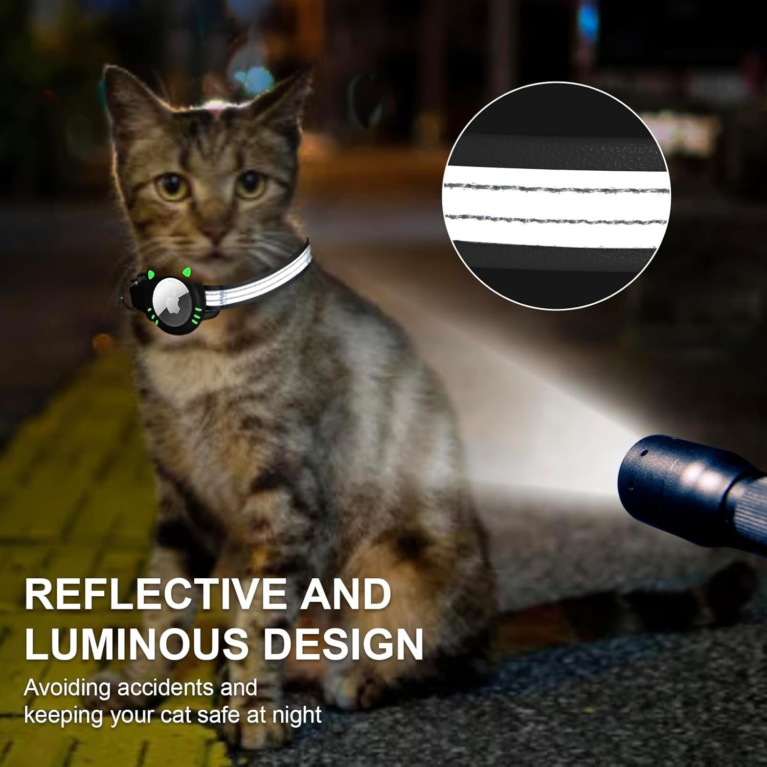 AgoumLux Collier Chat Airtag Compatible avec Apple Air Tag Réfléchissant avec Boucle de Sécurité Anti étranglement pour Chaton – Image 4